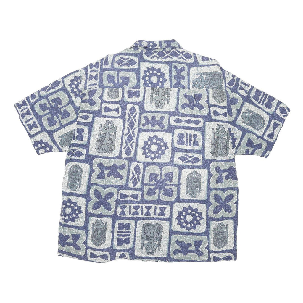 RUSTY Mens Blue Grey Patterned Casual Shirt XL Polynesian Print Summer