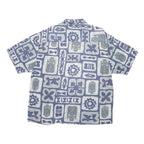 RUSTY Mens Blue Grey Patterned Casual Shirt XL Polynesian Print Summer
