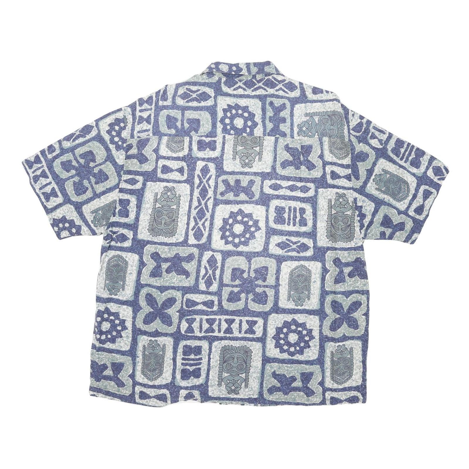RUSTY Mens Blue Grey Patterned Casual Shirt XL Polynesian Print Summer
