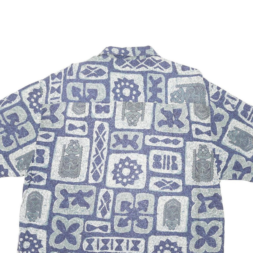RUSTY Mens Blue Grey Patterned Casual Shirt XL Polynesian Print Summer