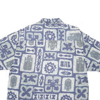 RUSTY Mens Blue Grey Patterned Casual Shirt XL Polynesian Print Summer