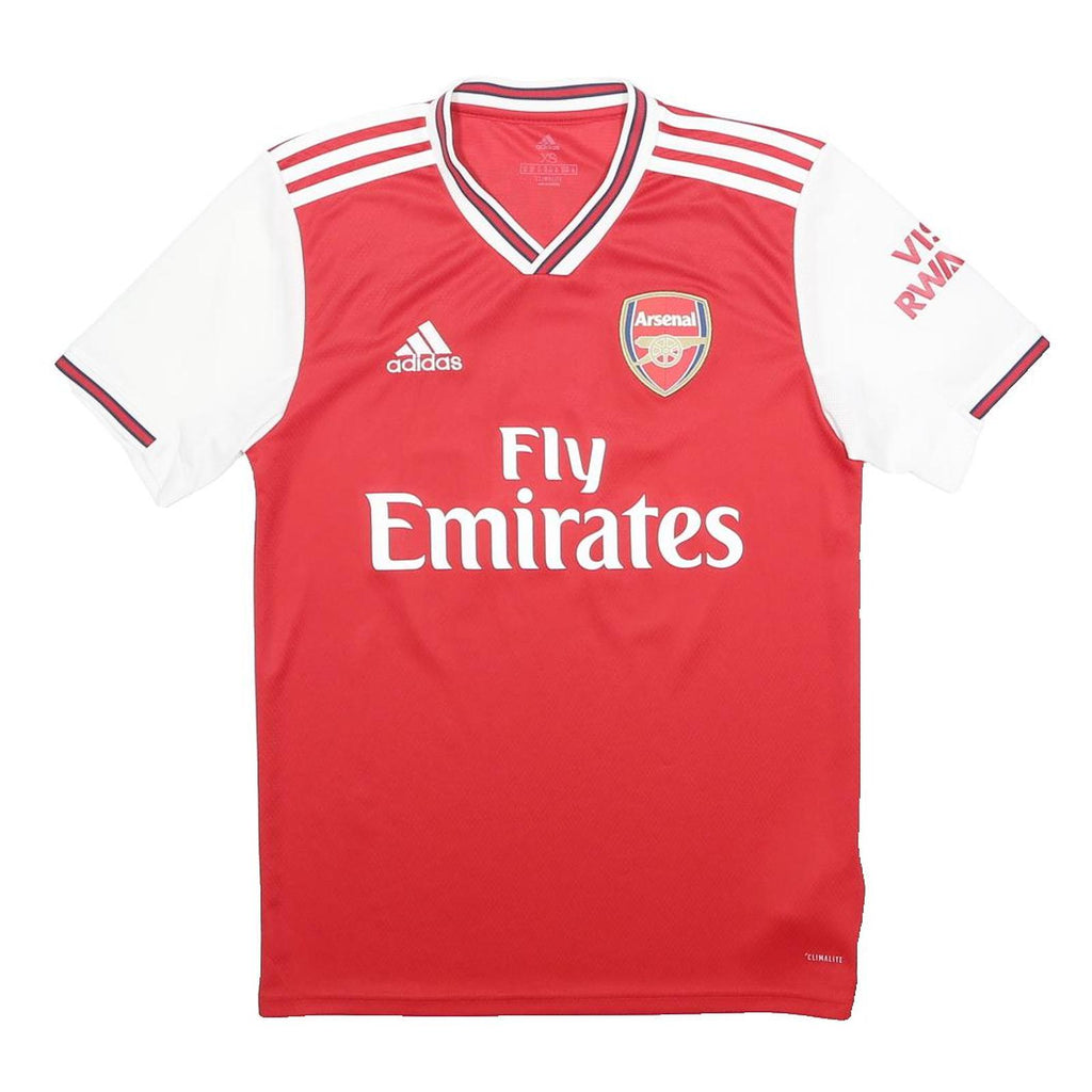 ADIDAS Mens Red & White Arsenal Aubameyang T-Shirt XS Short Sleeve V-Neck