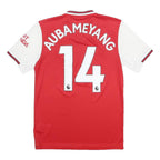 ADIDAS Mens Red & White Arsenal Aubameyang T-Shirt XS Short Sleeve V-Neck