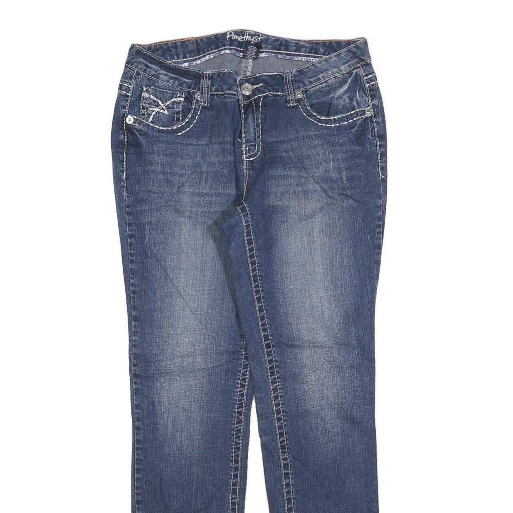 AMETHYST Womens Slim Blue Cotton Blend Denim Jeans W32 L32 Stylish Pocket Detail