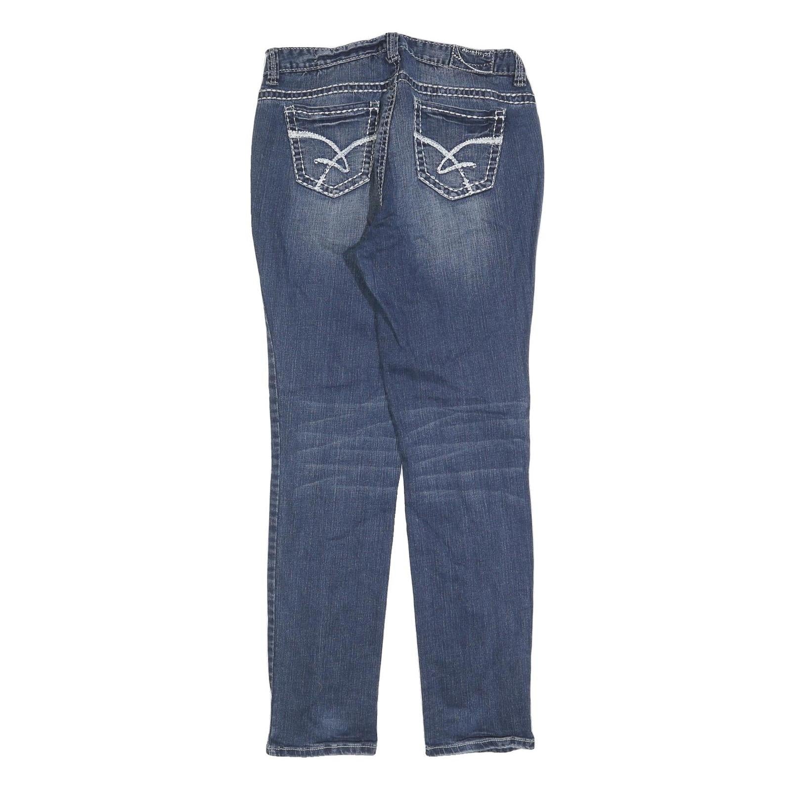 AMETHYST Womens Slim Blue Cotton Blend Denim Jeans W32 L32 Stylish Pocket Detail