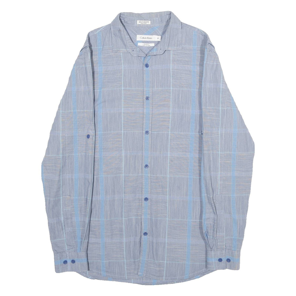 CALVIN KLEIN Mens Blue Pattern Shirt S Cotton Long Sleeve Button Formal