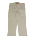 DICKIES Womens Beige Regular Fit Straight Leg Trousers W25 L27 Cotton Blend Zip