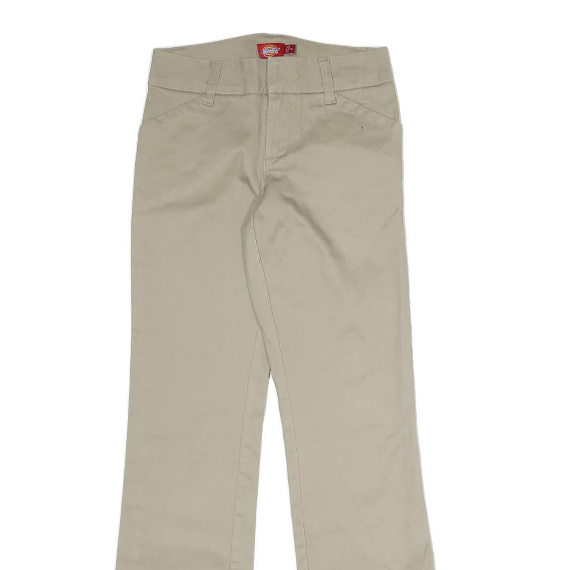 DICKIES Womens Beige Regular Fit Straight Leg Trousers W25 L27 Cotton Blend Zip