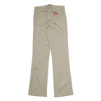 DICKIES Womens Beige Regular Fit Straight Leg Trousers W25 L27 Cotton Blend Zip