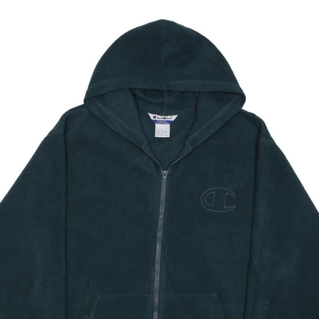 CHAMPION Mens Black Hoodie Pullover Plain Crew Neck Basic Knit L Zip Up Casual