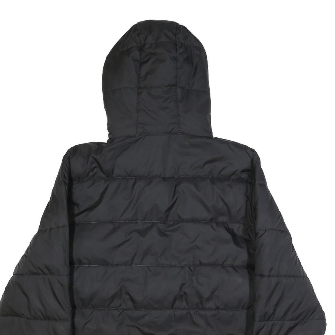 ELLESSE Womens Black Synthetic Puffer Jacket UK 16 Hooded Zip Logo Contrast