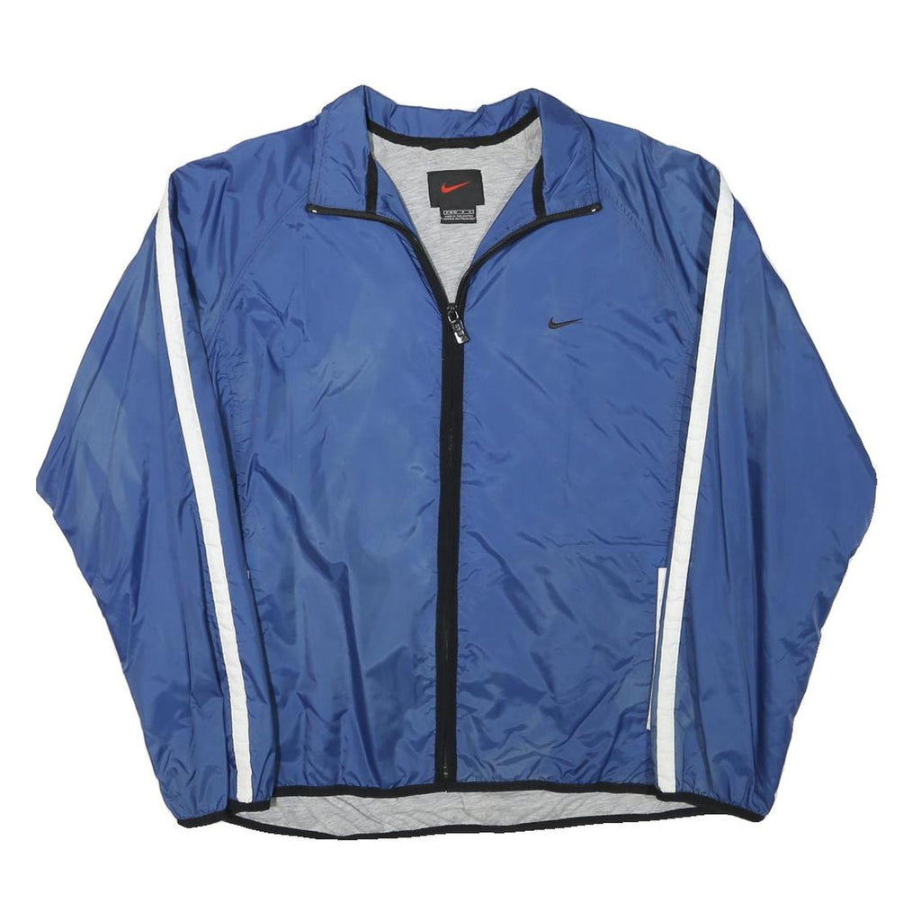 NIKE Womens Blue Plain Jacket M Polyester Blend Zip Sports Casual Lightweight