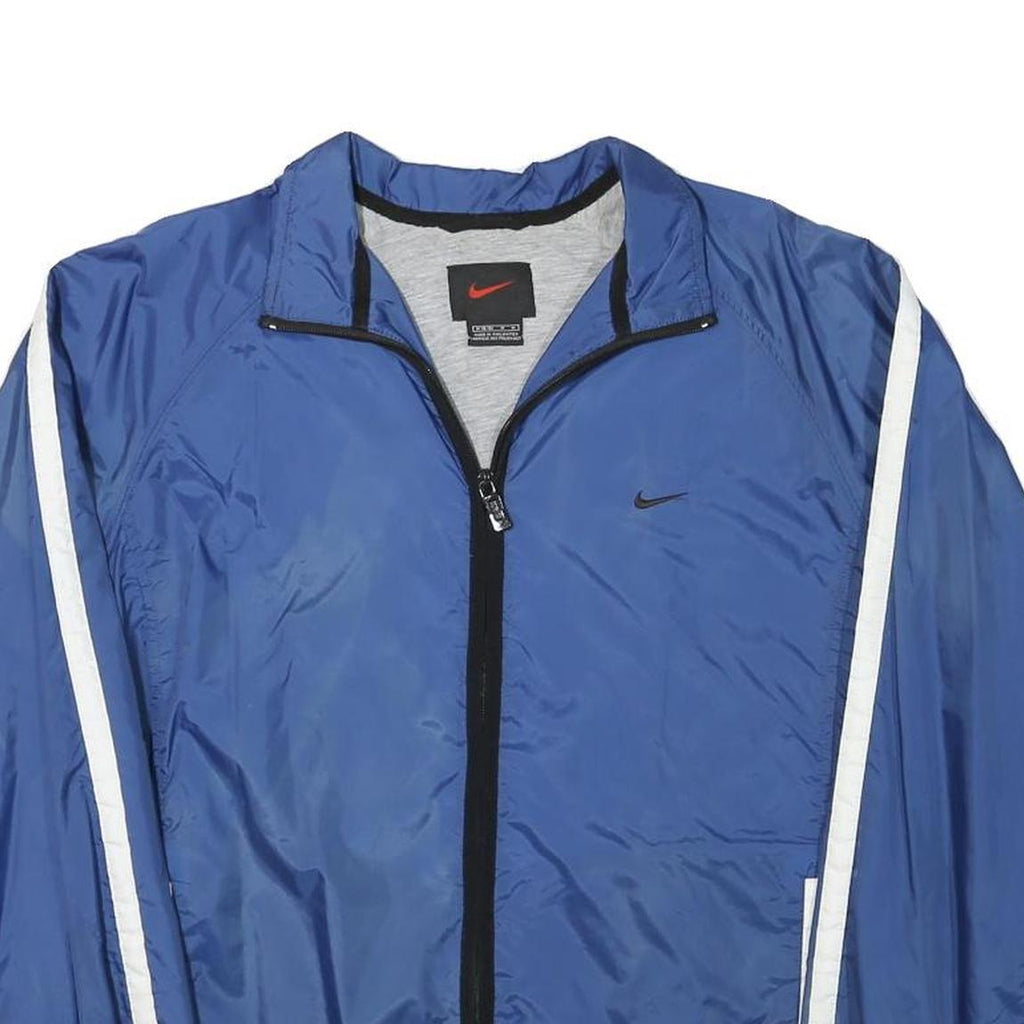 NIKE Womens Blue Plain Jacket M Polyester Blend Zip Sports Casual Lightweight