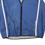 NIKE Womens Blue Plain Jacket M Polyester Blend Zip Sports Casual Lightweight