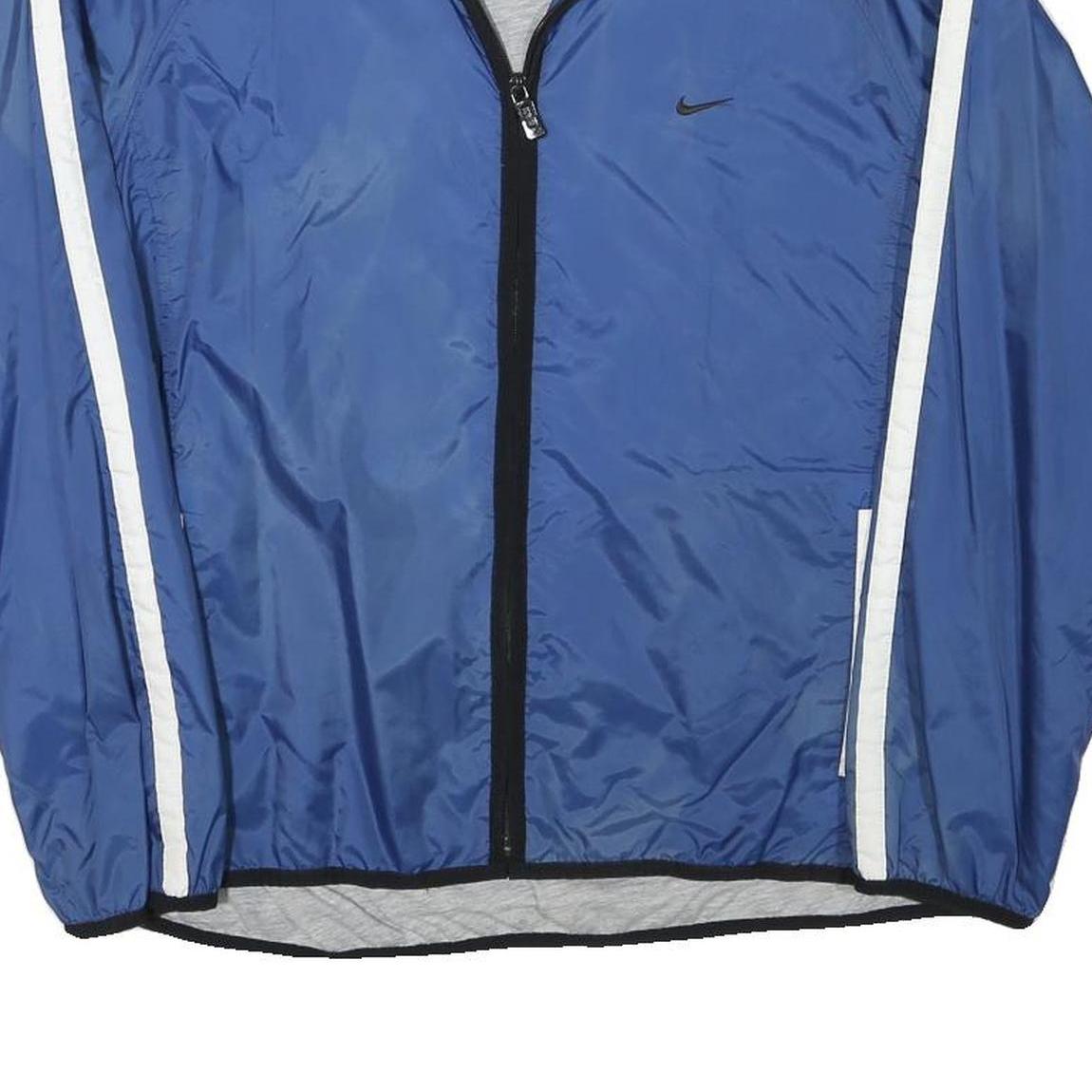 NIKE Womens Blue Plain Jacket M Polyester Blend Zip Sports Casual Lightweight