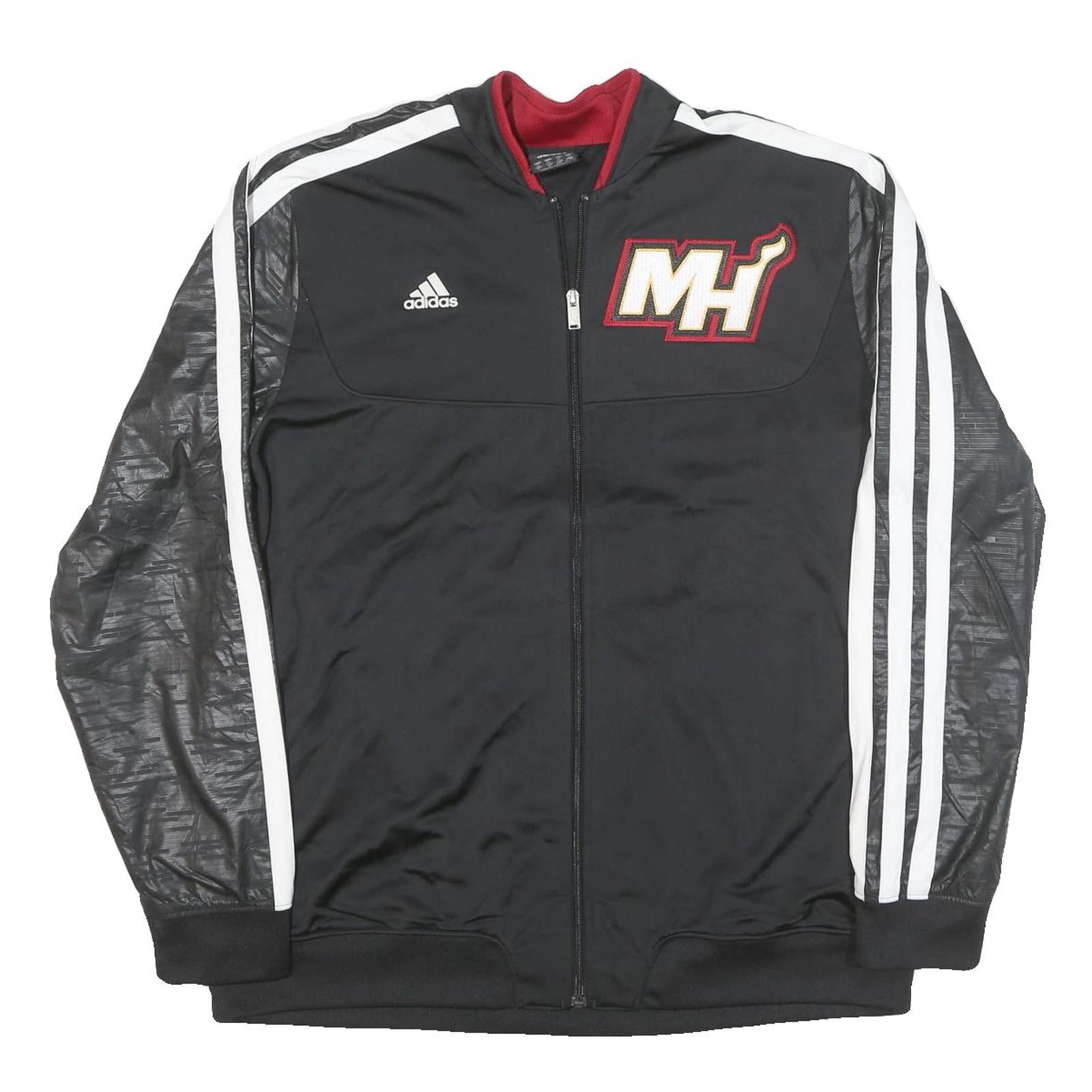 ADIDAS Mens Black & White Miami Heat Track Jacket XL Polyester Blend Zip