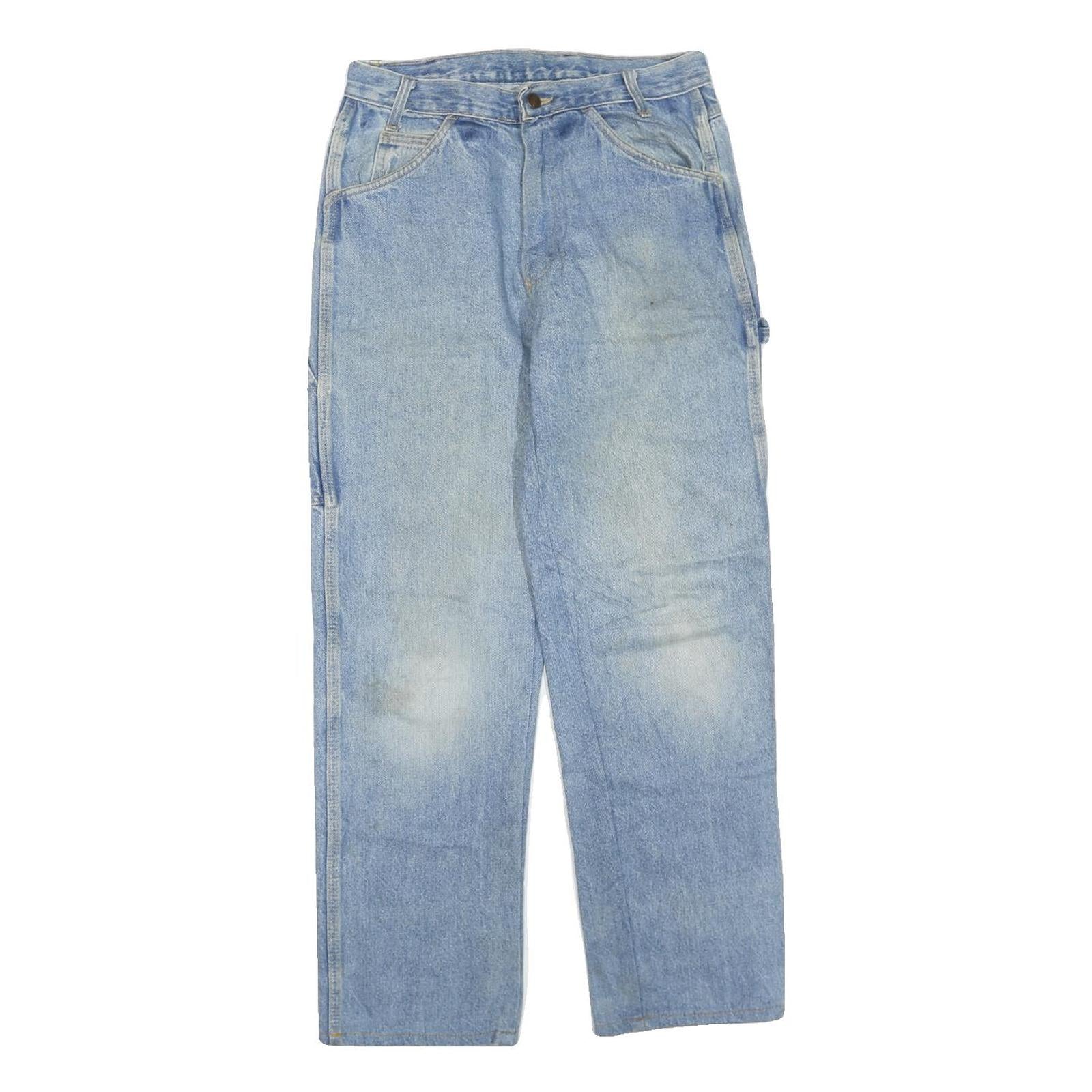 DICKIES Mens Regular Fit Blue Denim Rinse Wash Jeans W30 L28 Workwear Zip