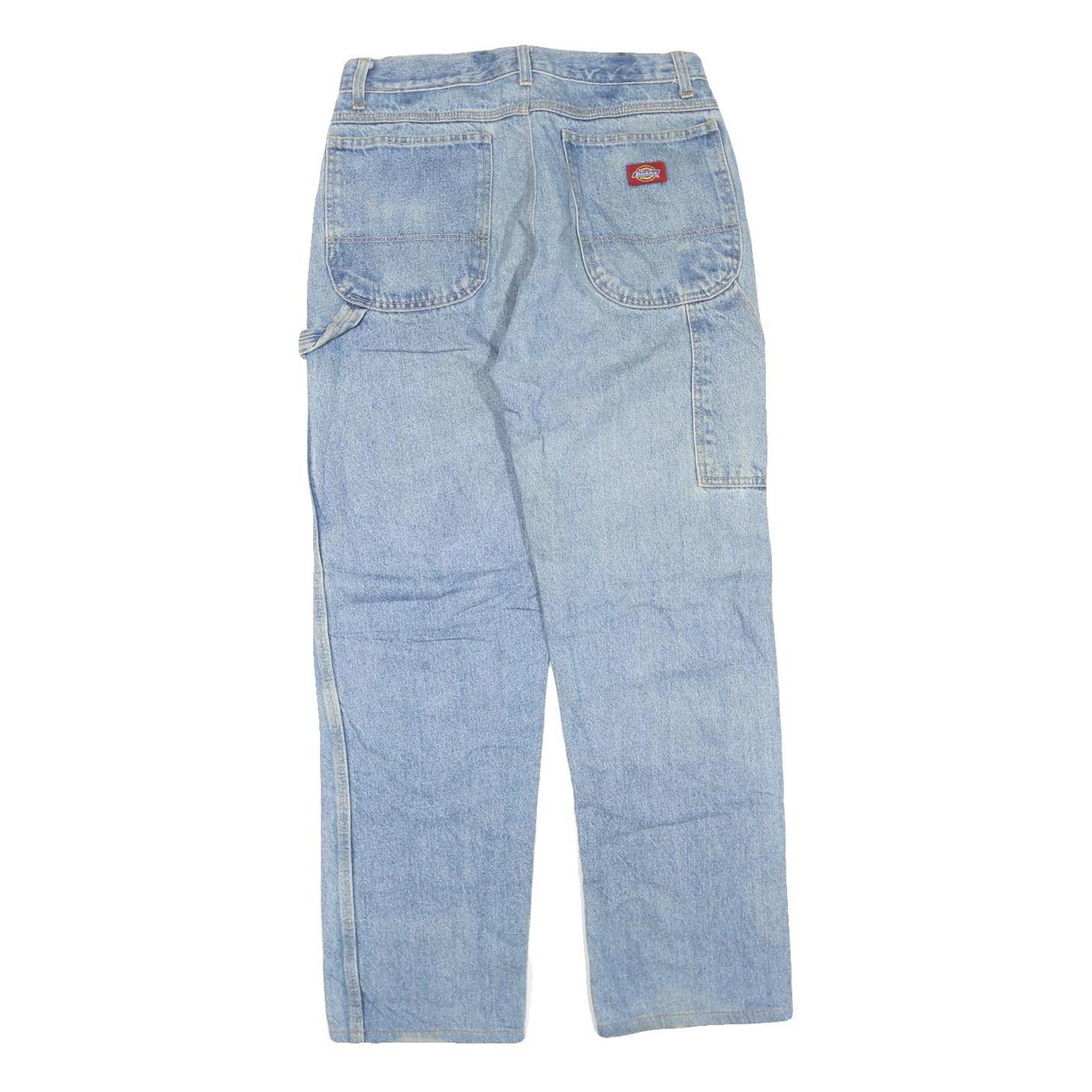 DICKIES Mens Regular Fit Blue Denim Rinse Wash Jeans W30 L28 Workwear Zip