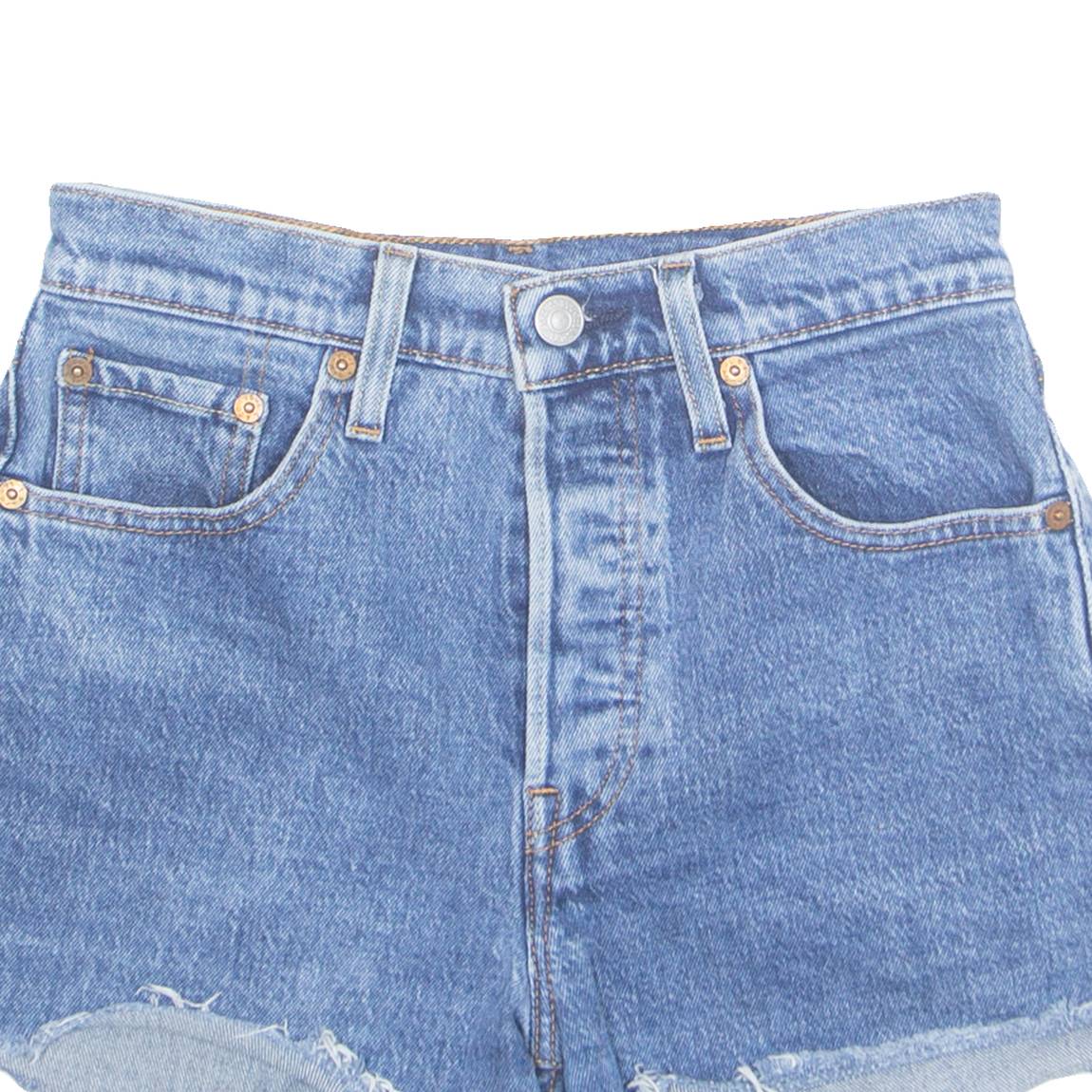 LEVI'S 501 Cut Off Womens Denim Shorts Blue XXS W24