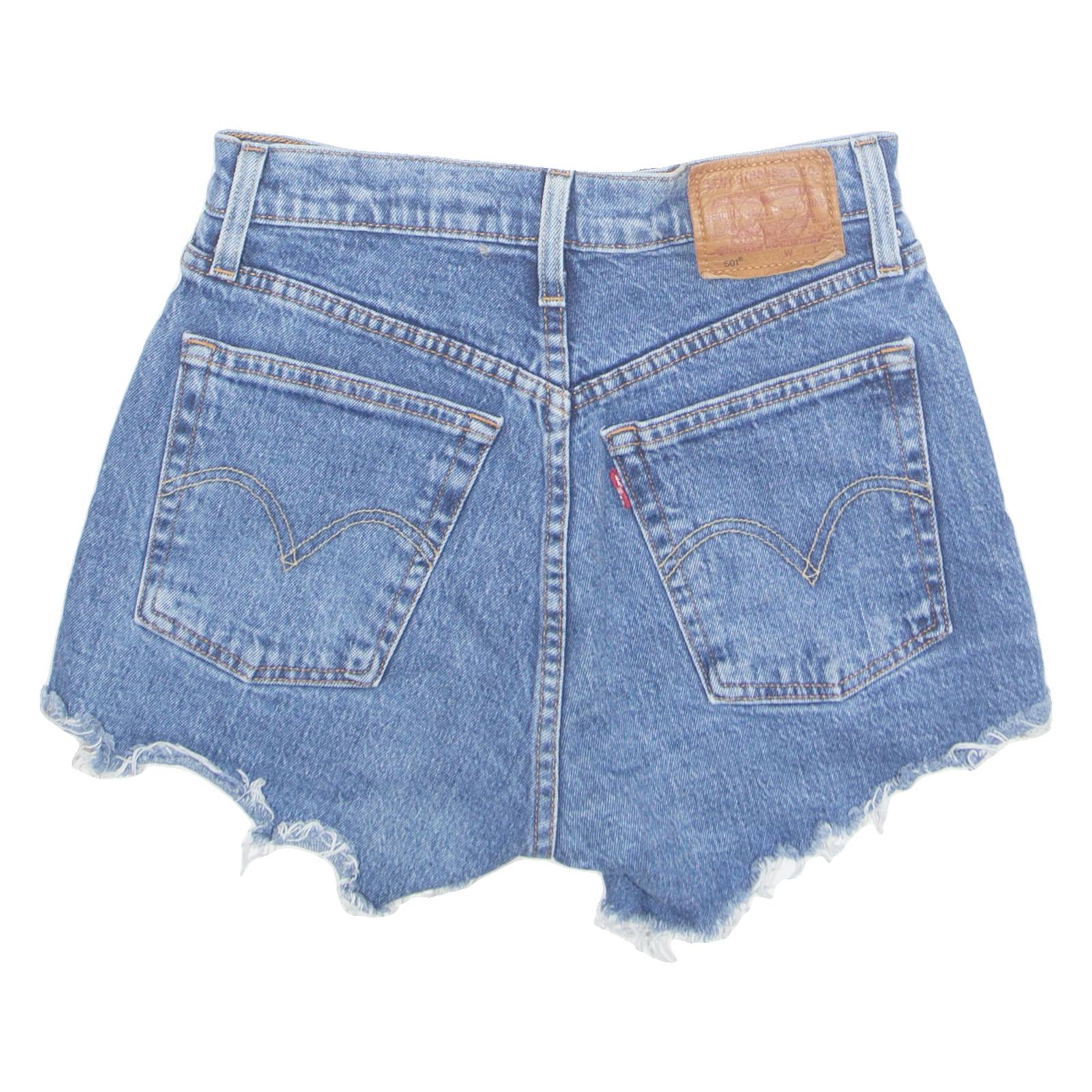LEVI'S 501 Cut Off Womens Denim Shorts Blue XXS W24
