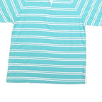 TADER BAY Womens Blue & White Striped Short Sleeve Polo Shirt M Cotton Blend