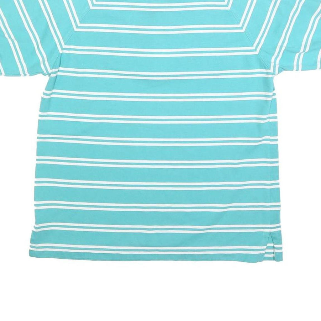 TADER BAY Womens Blue & White Striped Short Sleeve Polo Shirt M Cotton Blend