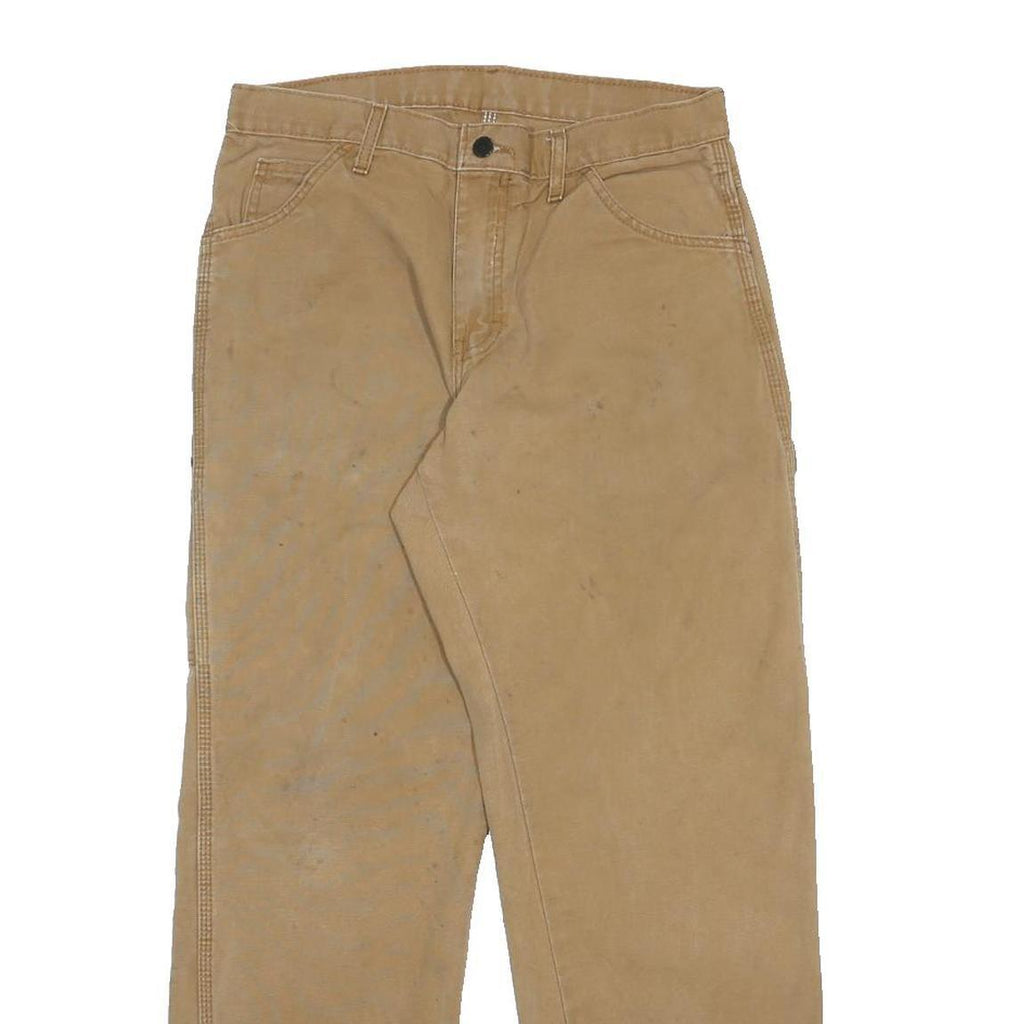 DICKIES Mens Cotton Blend Beige Regular Fit Straight Leg Trousers W30 L30