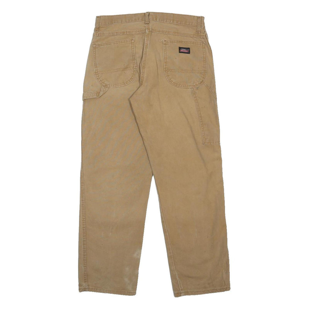 DICKIES Mens Cotton Blend Beige Regular Fit Straight Leg Trousers W30 L30