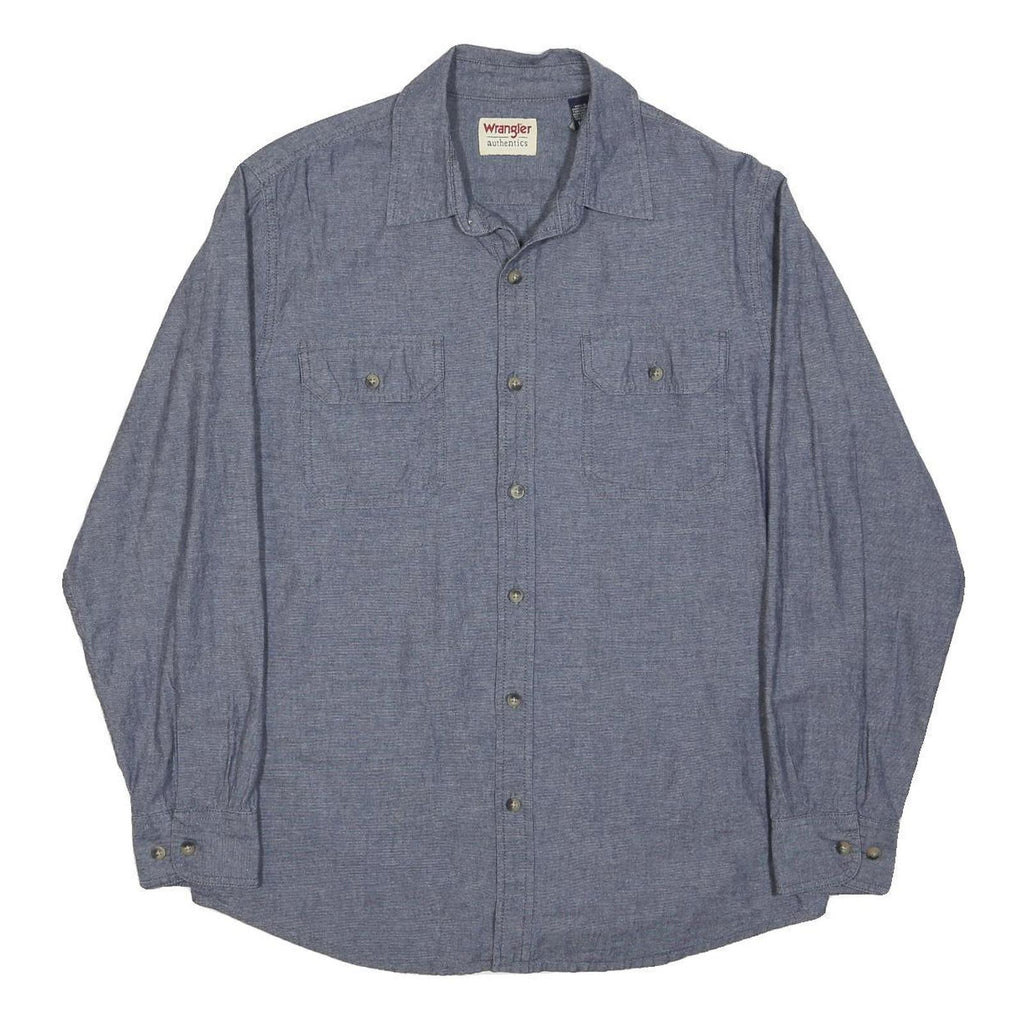 WRANGLER Mens Blue Cotton Shirt M Casual Long Sleeve Button Pocket