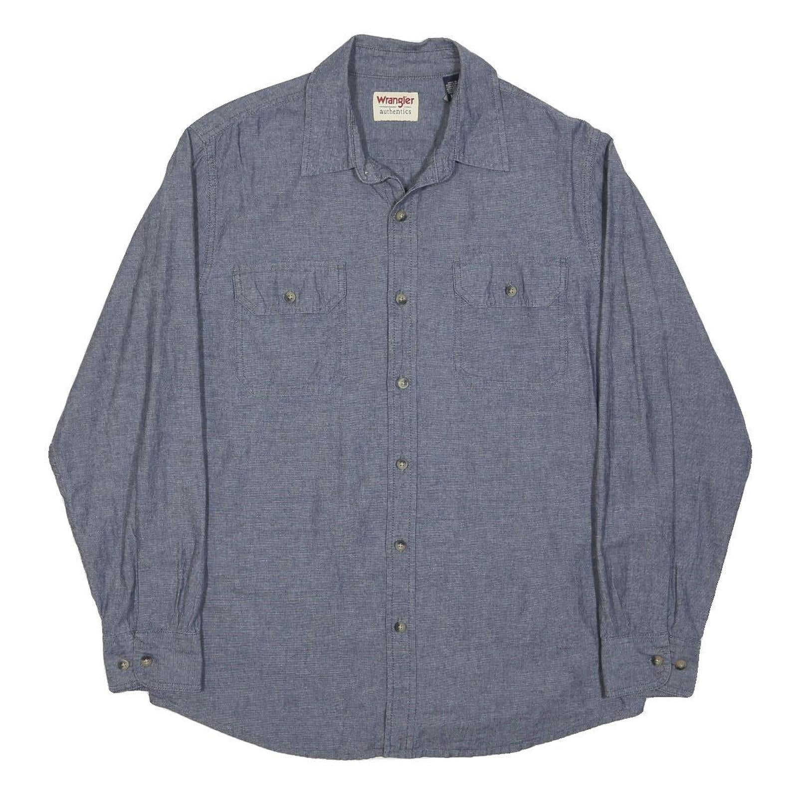 WRANGLER Mens Blue Cotton Shirt M Casual Long Sleeve Button Pocket