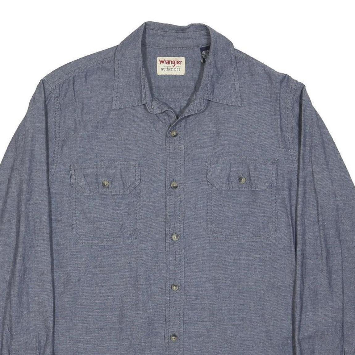 WRANGLER Mens Blue Cotton Shirt M Casual Long Sleeve Button Pocket