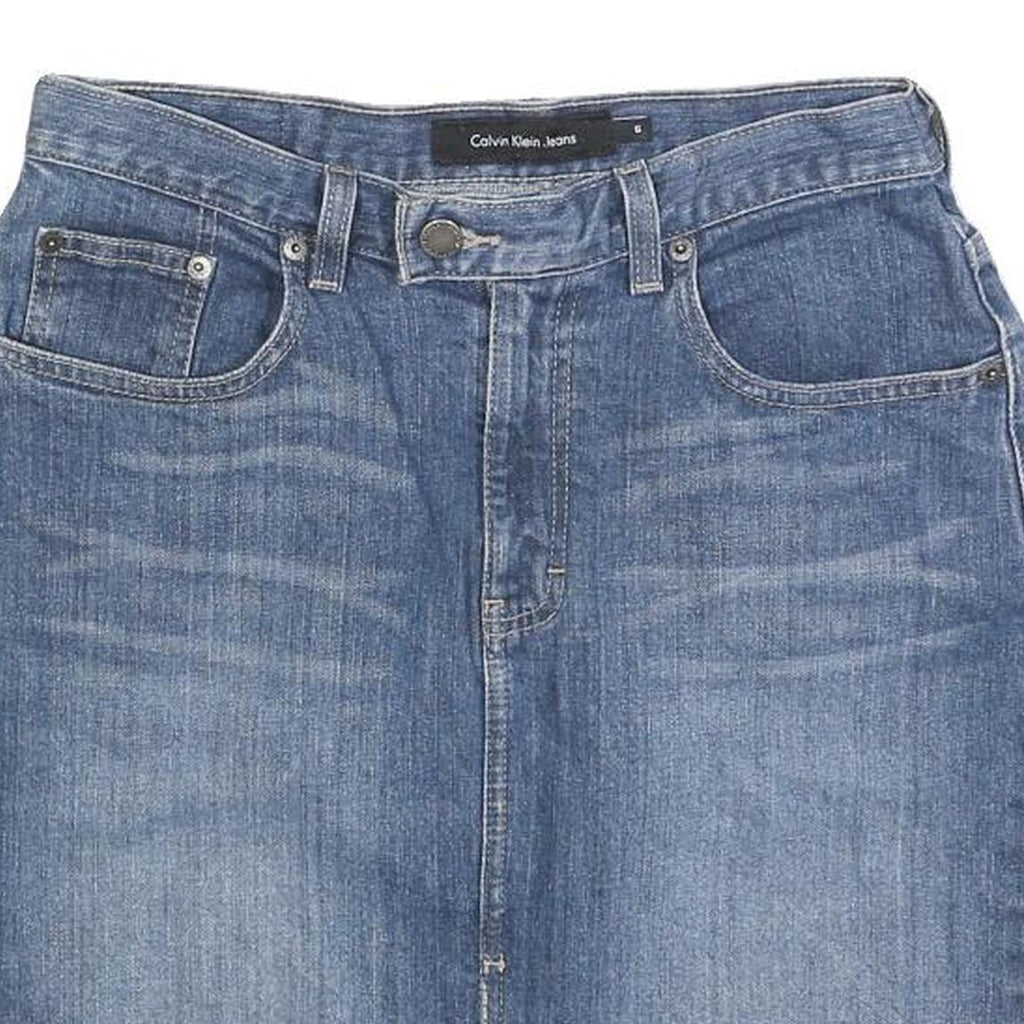 CALVIN KLEIN Womens Blue Denim Mini Cotton Blend Skirt S Jeans Casual Style