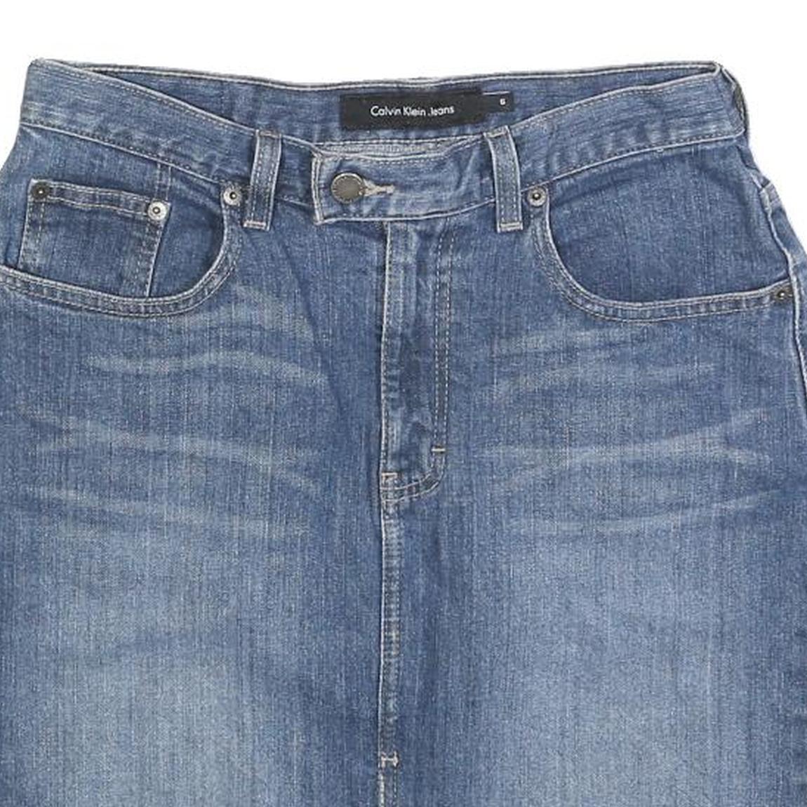 CALVIN KLEIN Womens Blue Denim Mini Cotton Blend Skirt S Jeans Casual Style