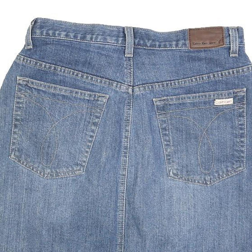 CALVIN KLEIN Womens Blue Denim Mini Cotton Blend Skirt S Jeans Casual Style