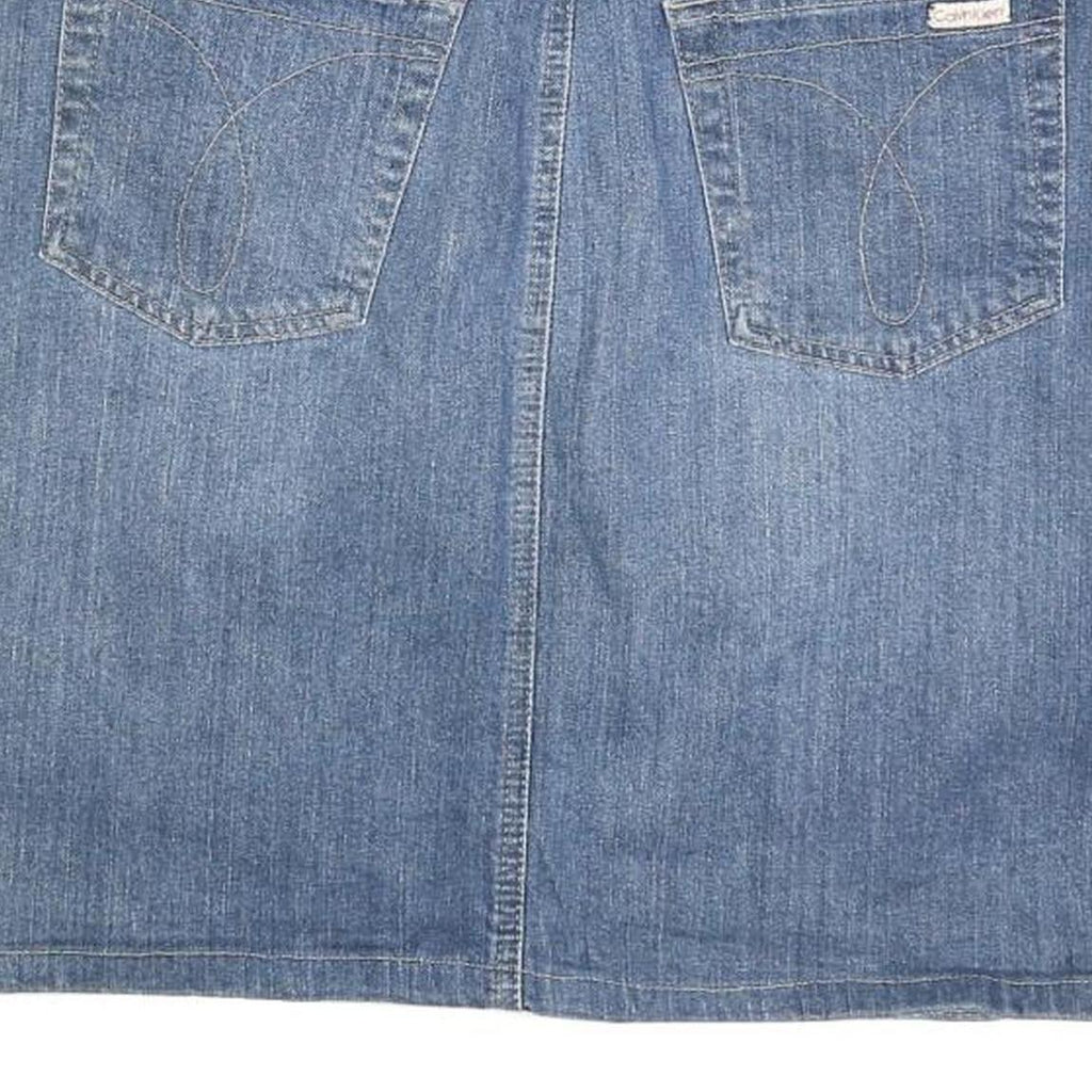 CALVIN KLEIN Womens Blue Denim Mini Cotton Blend Skirt S Jeans Casual Style