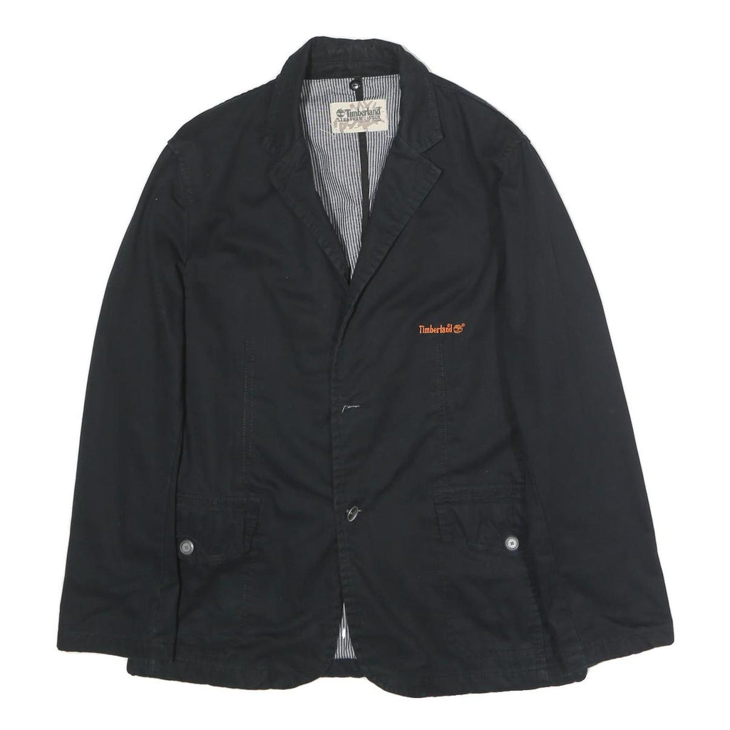 TIMBERLAND Mens Black Cotton Casual Jacket M Button Plain Classic Outerwear