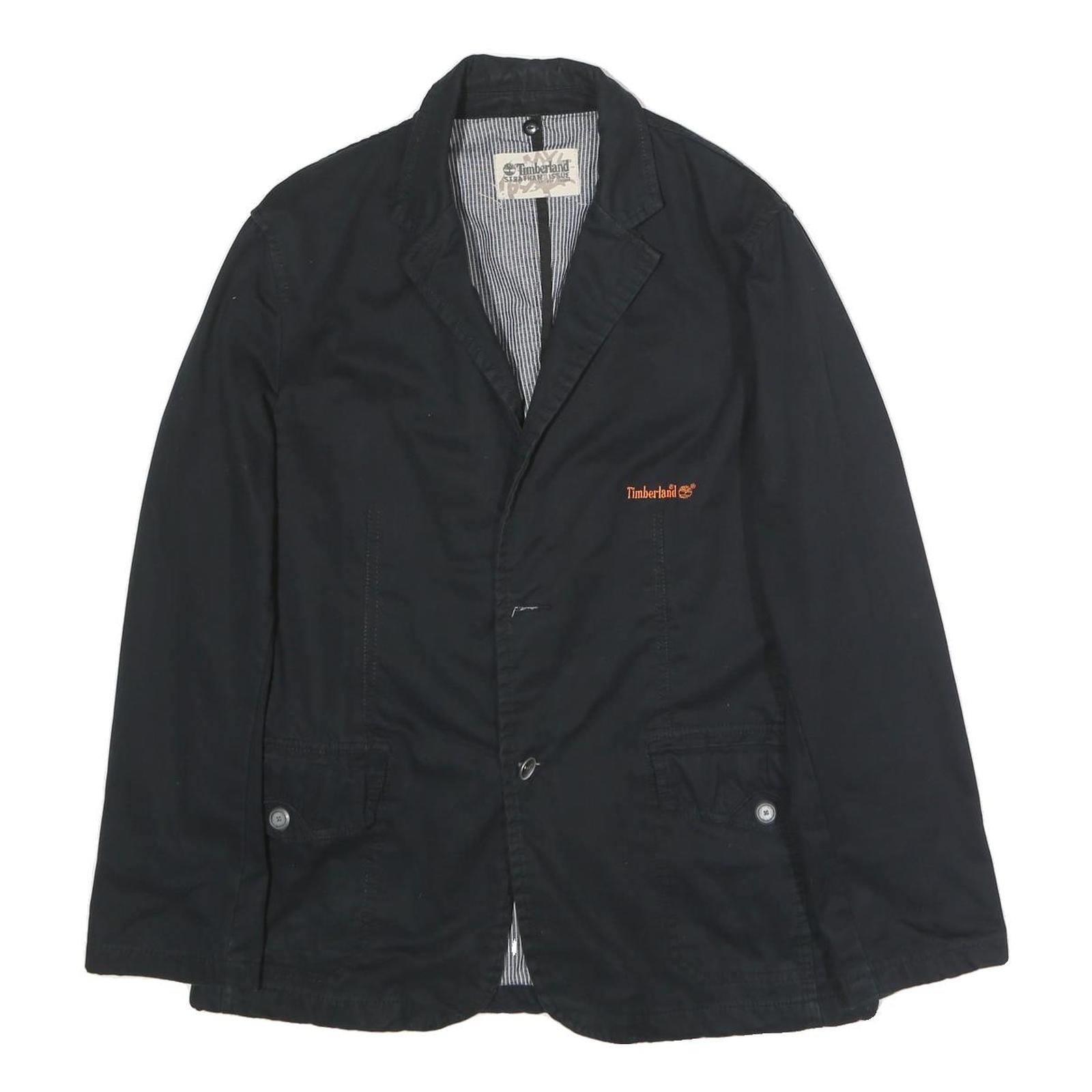 TIMBERLAND Mens Black Cotton Casual Jacket M Button Plain Classic Outerwear