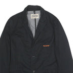 TIMBERLAND Mens Black Cotton Casual Jacket M Button Plain Classic Outerwear