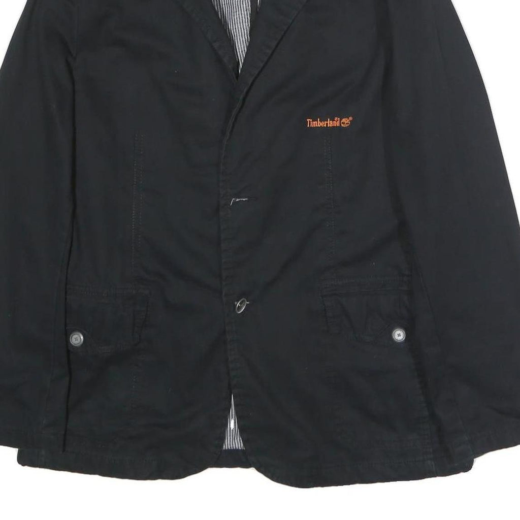 TIMBERLAND Mens Black Cotton Casual Jacket M Button Plain Classic Outerwear