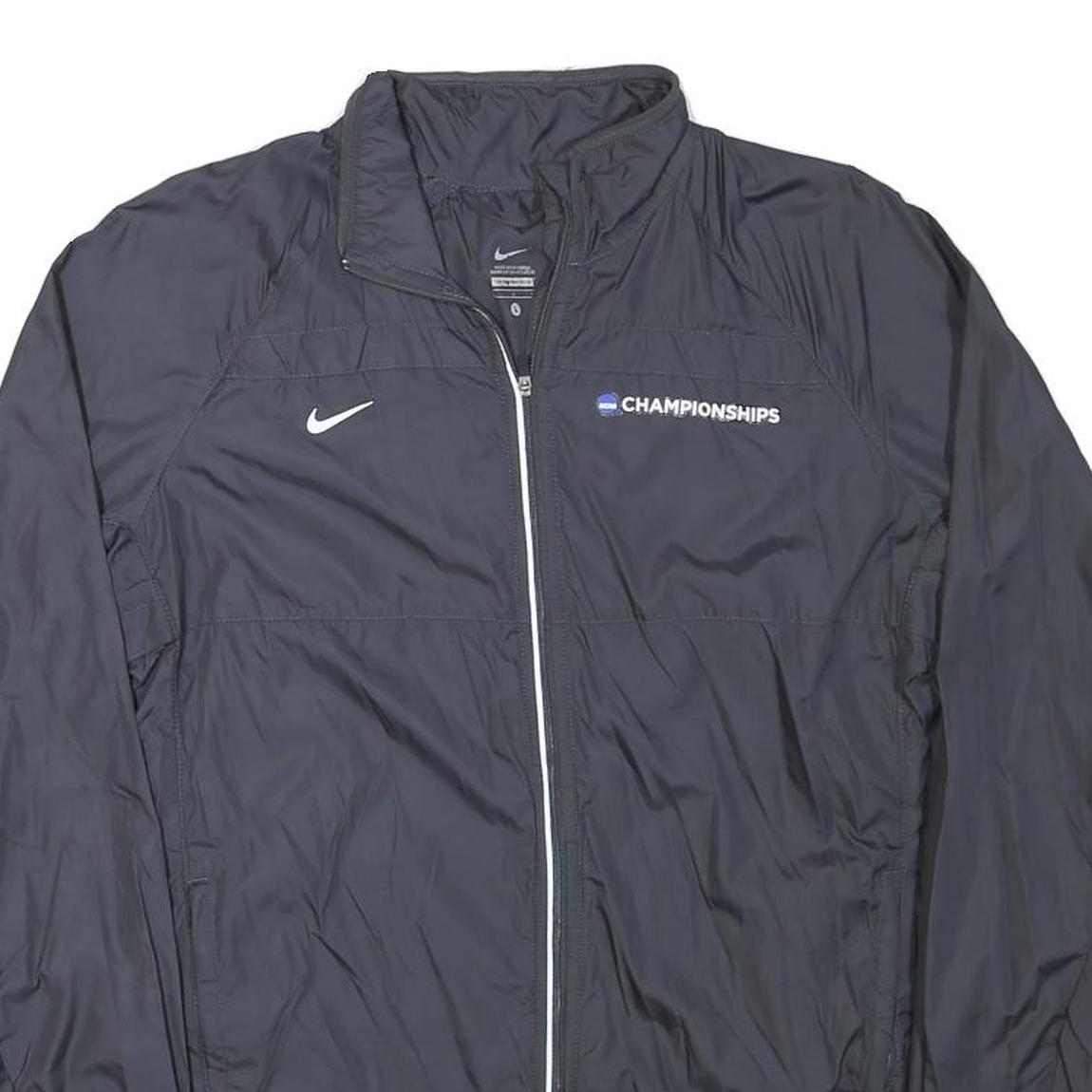 NIKE Womens Black Championships Jacket L Polyester Blend Zip Plain Lightweight