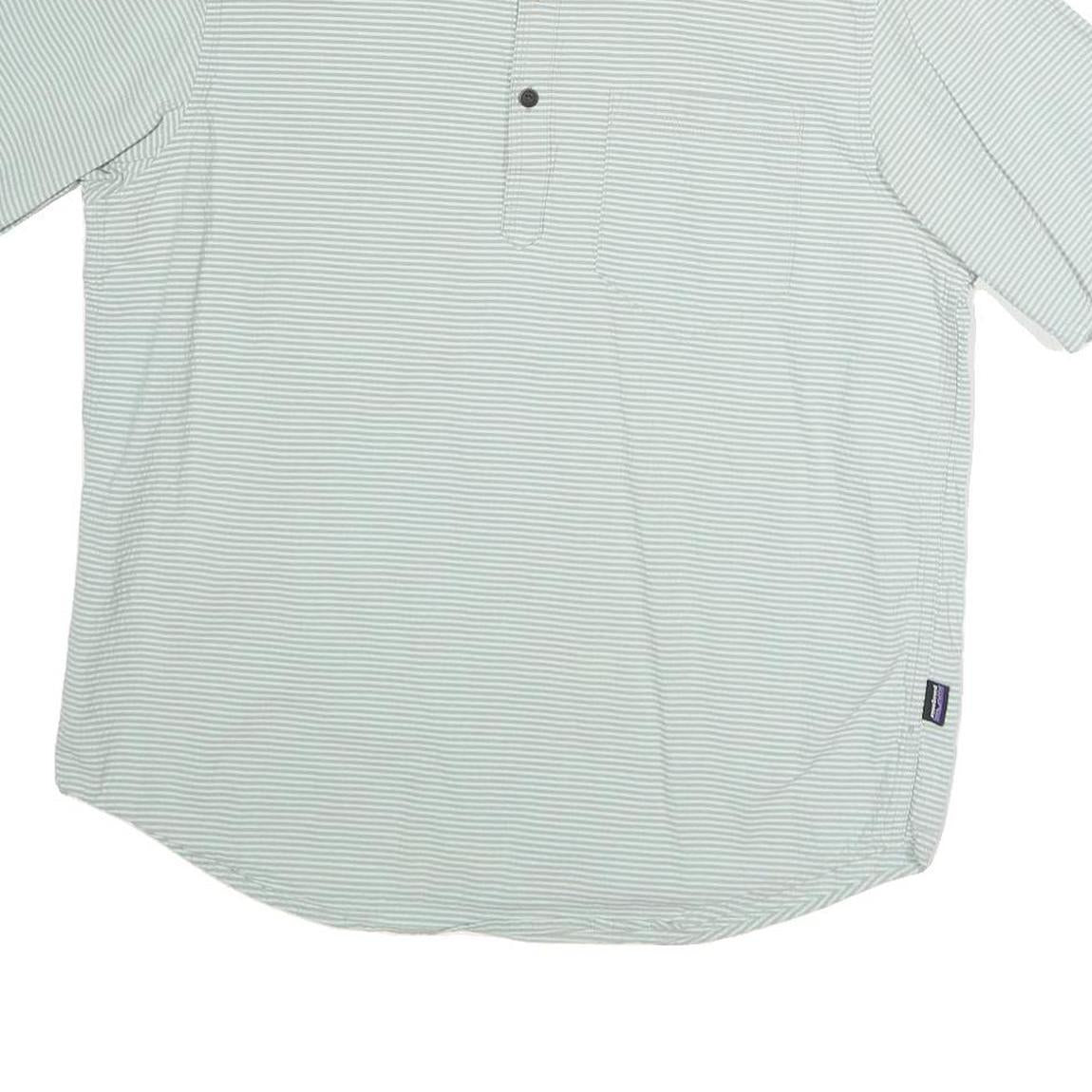 PATAGONIA Mens White & Grey Striped Short Sleeve Polo Shirt M Casual Summer