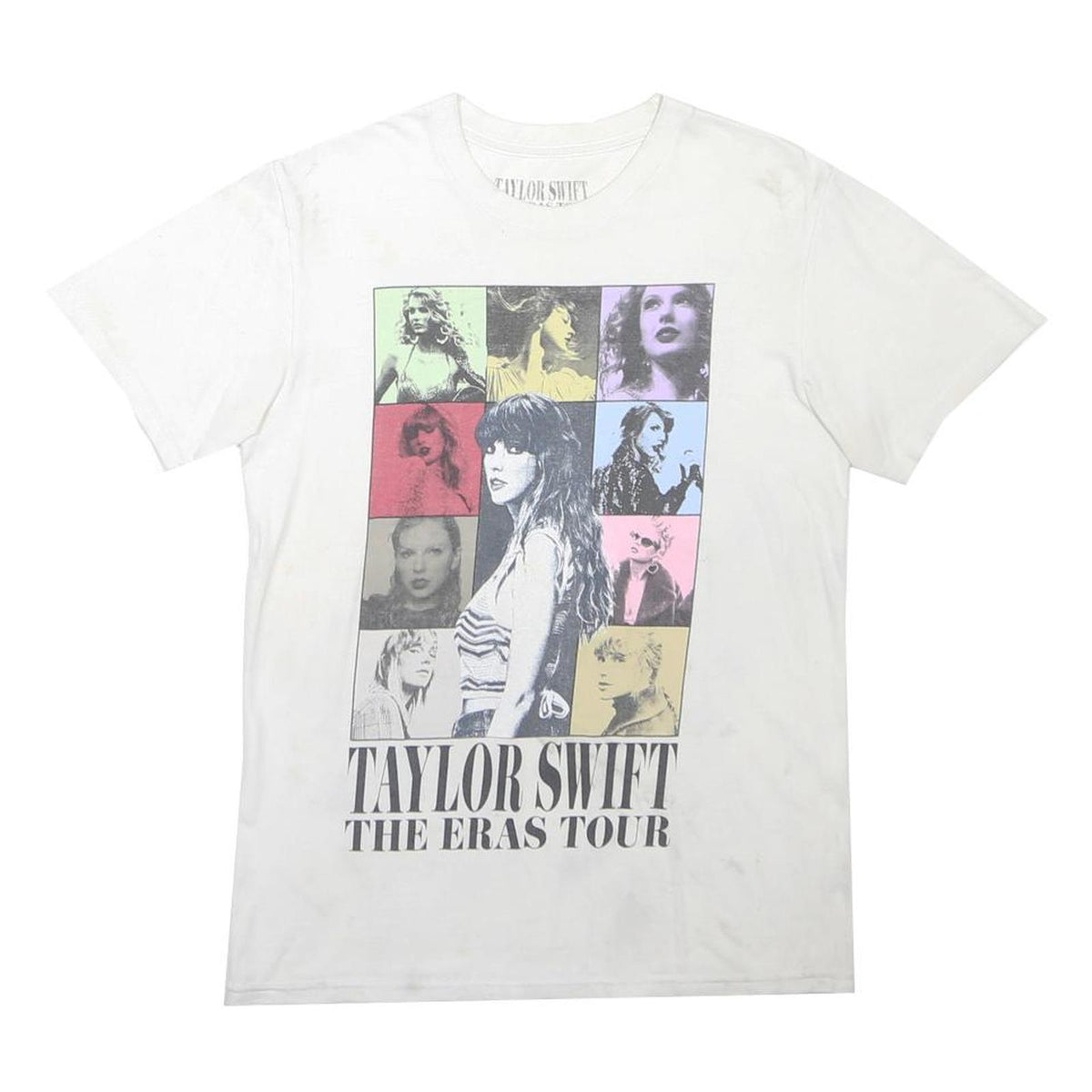 TAYLOR SWIFT Womens White Graphic T-Shirt XS Short Sleeve Crew Neck Eras Tour