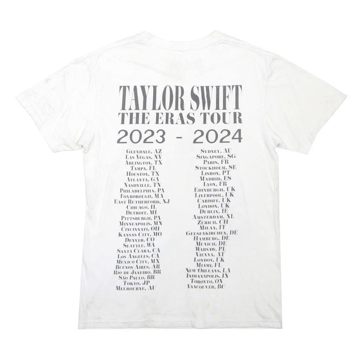 TAYLOR SWIFT Womens White Graphic T-Shirt XS Short Sleeve Crew Neck Eras Tour