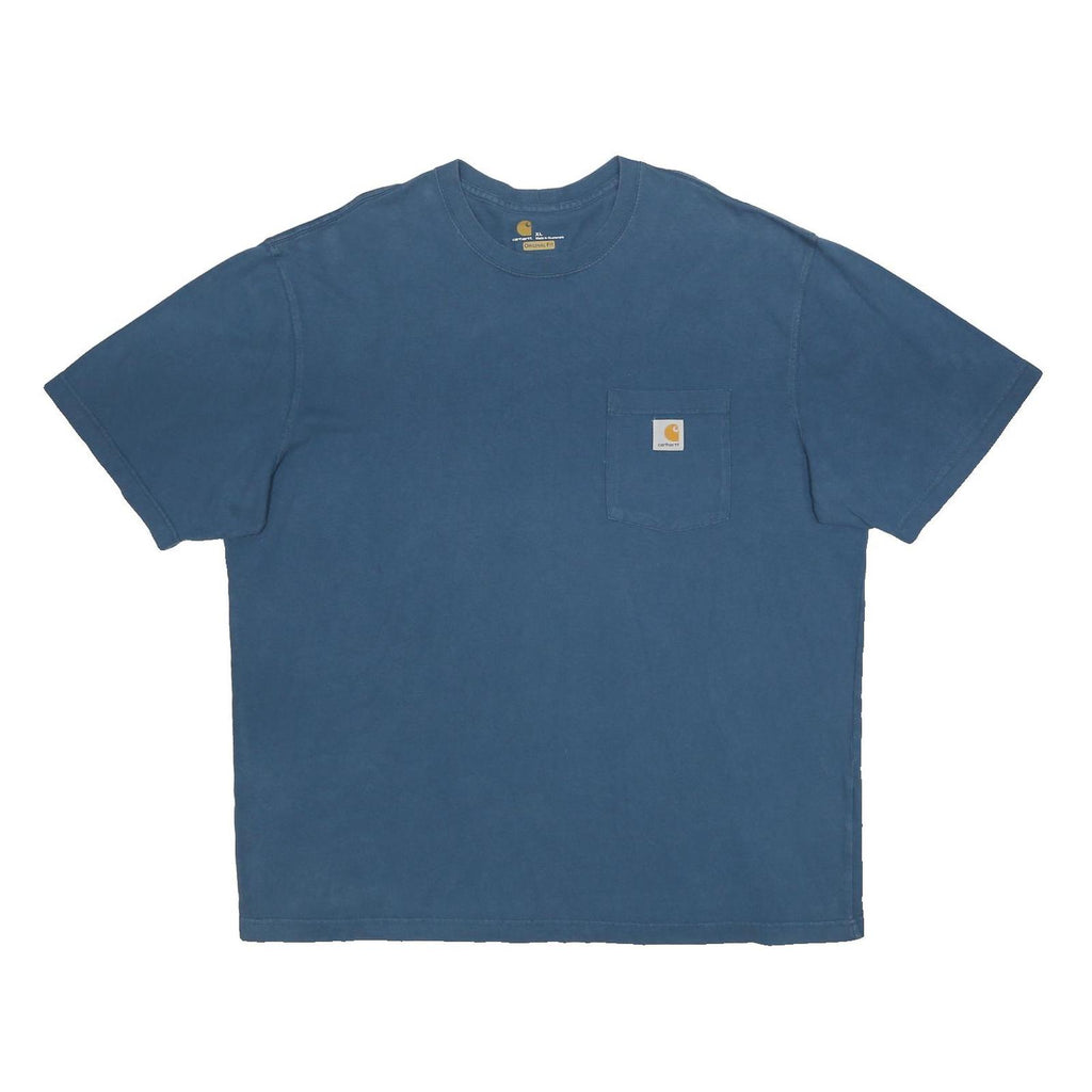 CARHARTT Mens Blue & Yellow Logo Pocket T-Shirt XL Short Sleeve Crew Neck Casual
