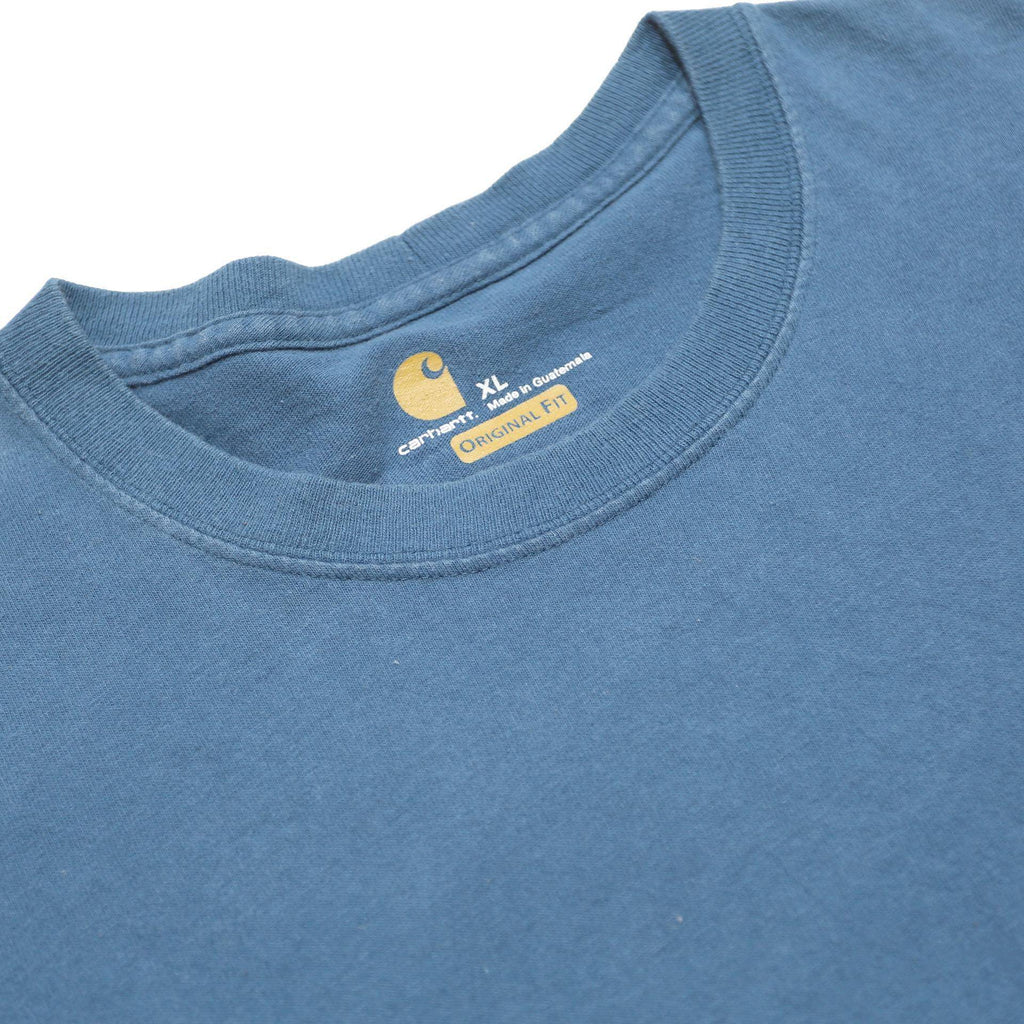 CARHARTT Mens Blue & Yellow Logo Pocket T-Shirt XL Short Sleeve Crew Neck Casual