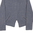 HALLHUBER Womens Blue Cotton Blend Zip Jacket S Woven Textured Pattern Tailored