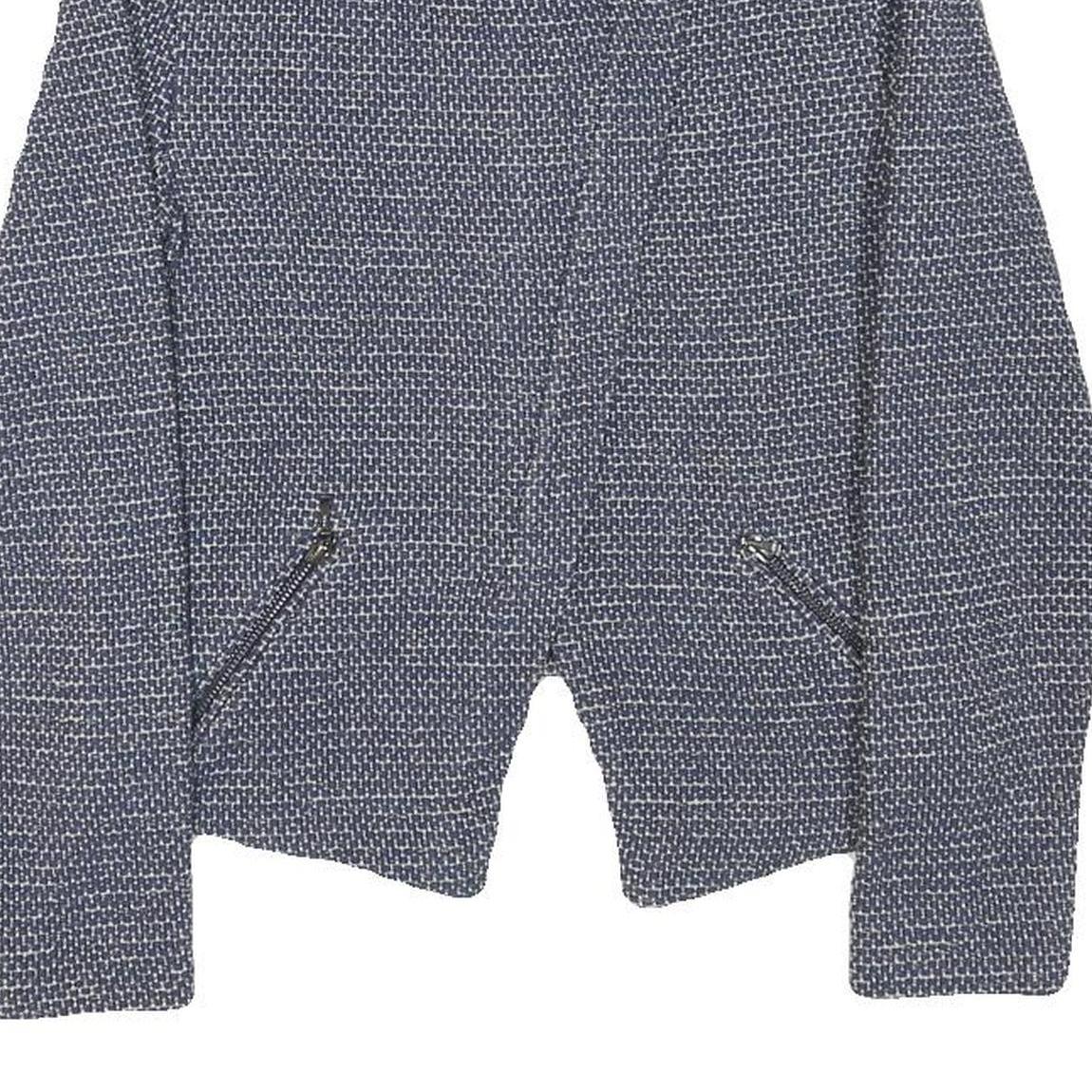 HALLHUBER Womens Blue Cotton Blend Zip Jacket S Woven Textured Pattern Tailored