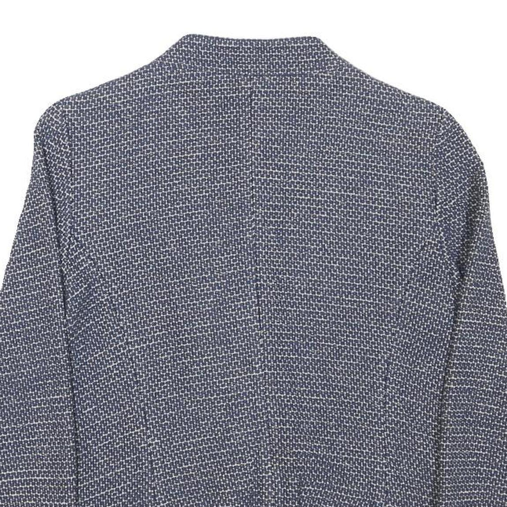 HALLHUBER Womens Blue Cotton Blend Zip Jacket S Woven Textured Pattern Tailored