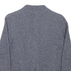 HALLHUBER Womens Blue Cotton Blend Zip Jacket S Woven Textured Pattern Tailored