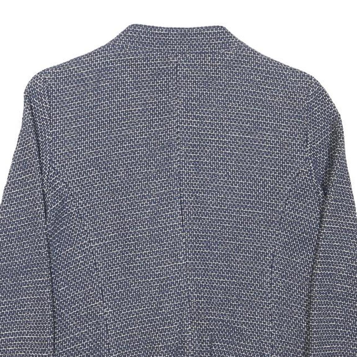 HALLHUBER Womens Blue Cotton Blend Zip Jacket S Woven Textured Pattern Tailored